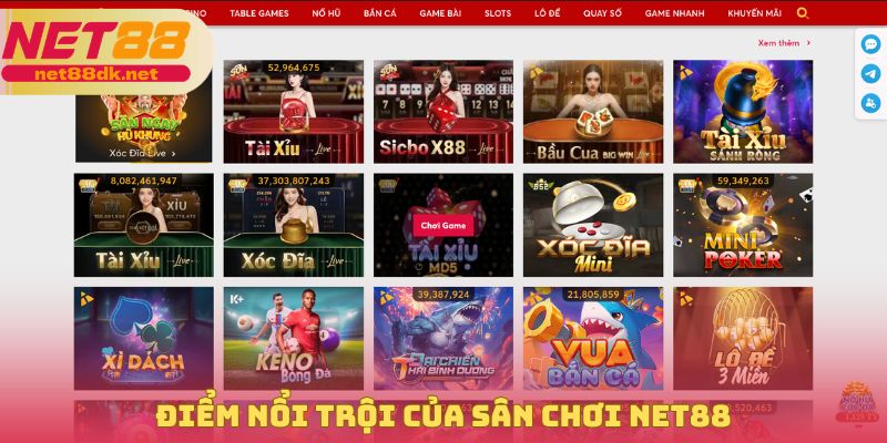 Điểm nổi trội của sân chơi NET88