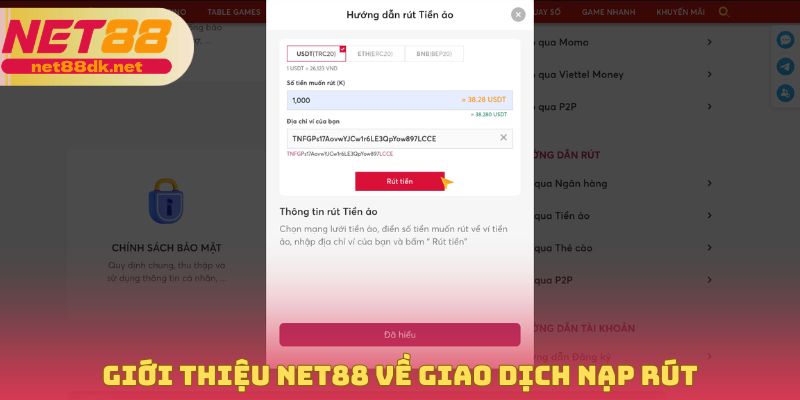 Giới thiệu NET88 về giao dịch nạp rút