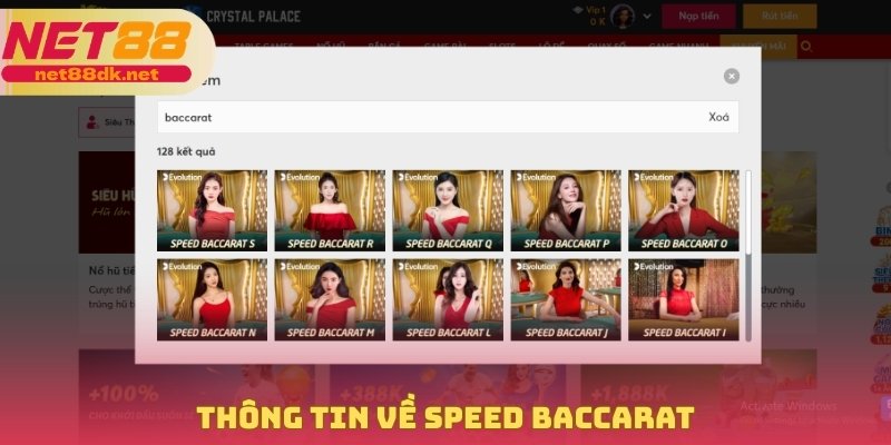 Thông tin về speed baccarat