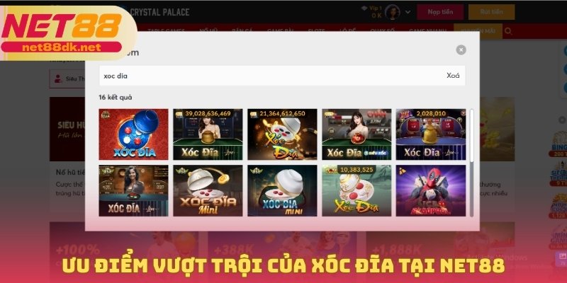 Ưu điểm vượt trội của xóc đĩa tại Net88